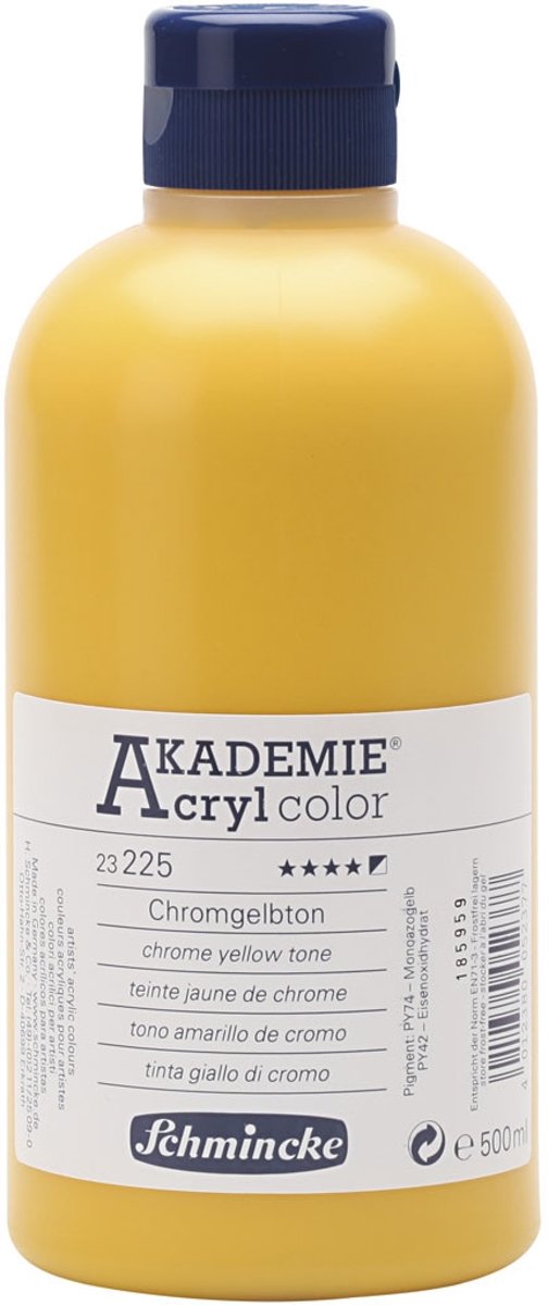 Schmincke AKADEMIE® Acryl color , chrome yellow hue (225), semi-opaque, good fade resistant, 500ml [HOB-31856]